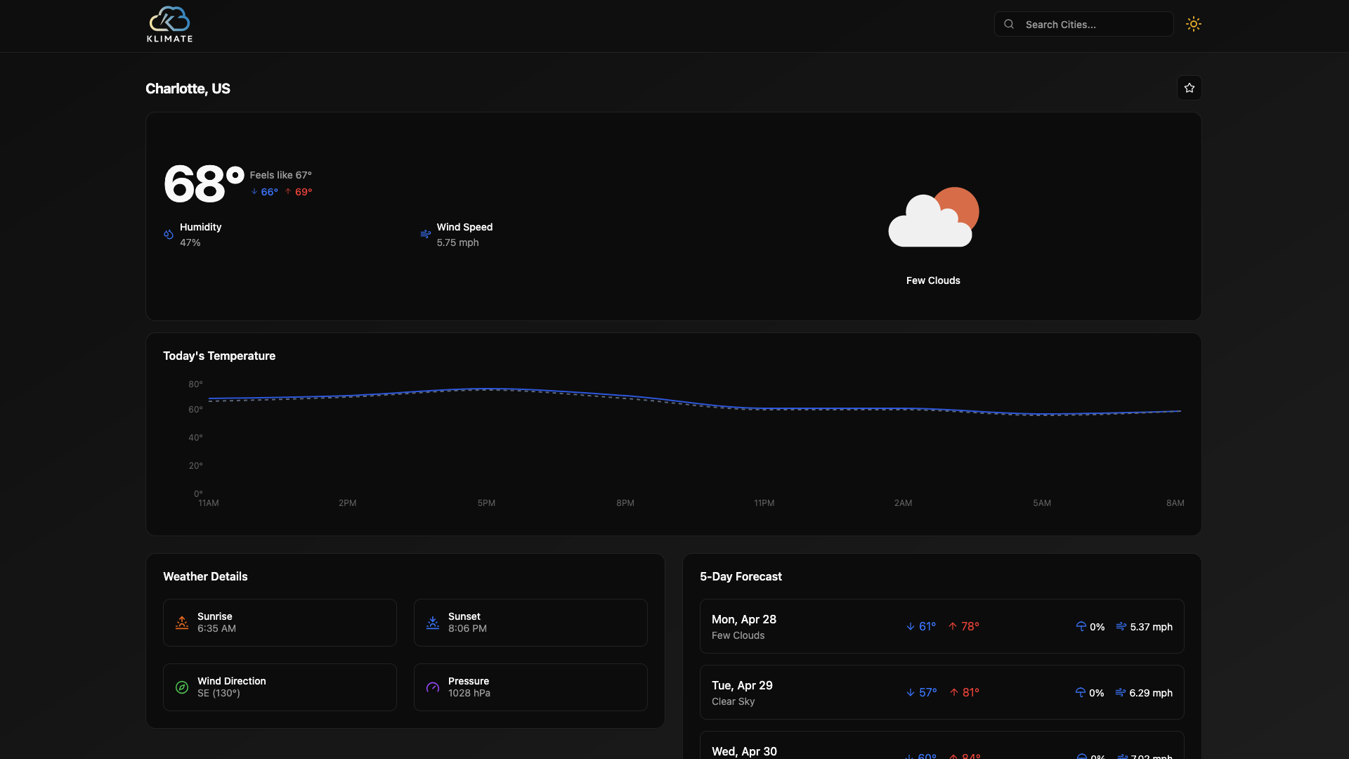 Klimate - Weather Dashboard
